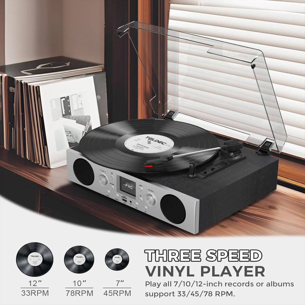 Tocadiscos Vinyls Link Vintage Usb Fm Bluetooth + Tapete img #4
