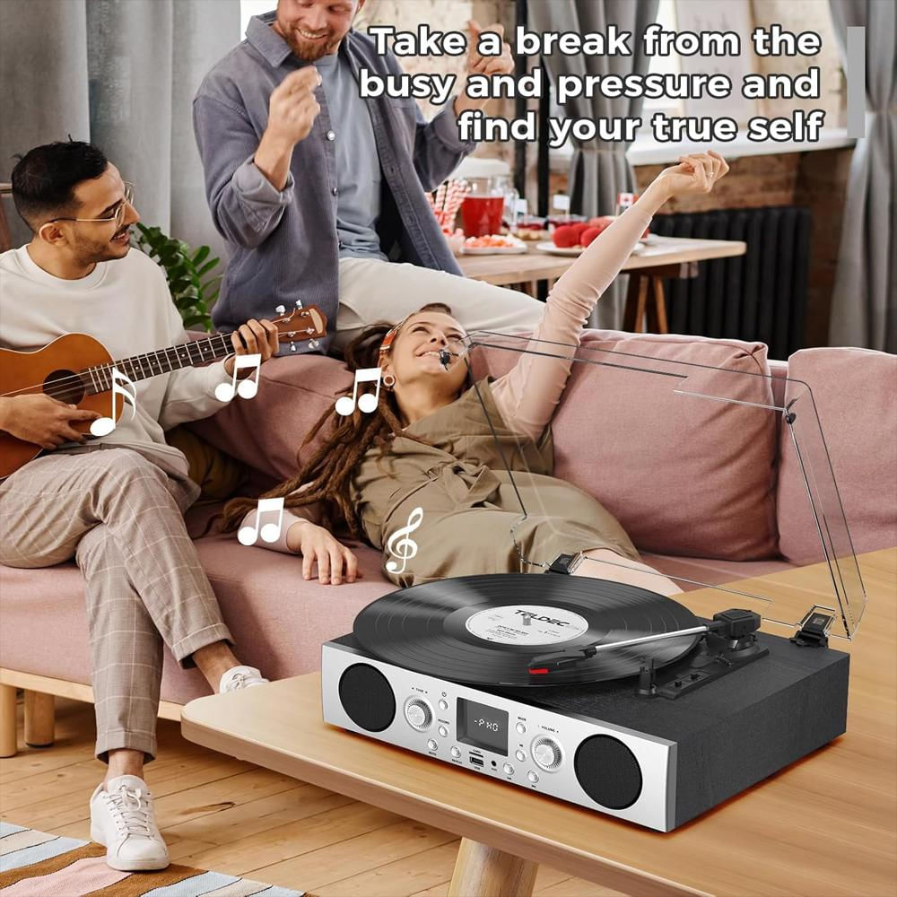 Tocadiscos Vinyls Link Vintage Usb Fm Bluetooth + Tapete img #5