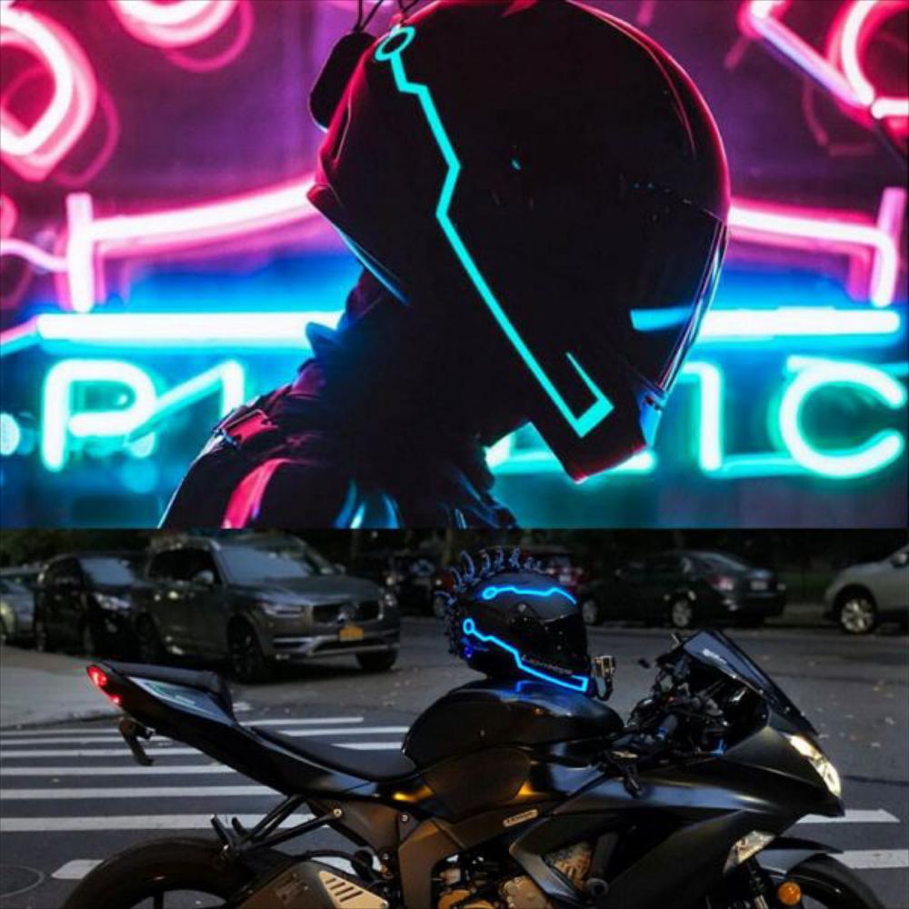 Luz Led Casco Moto Estilo Tron img #2