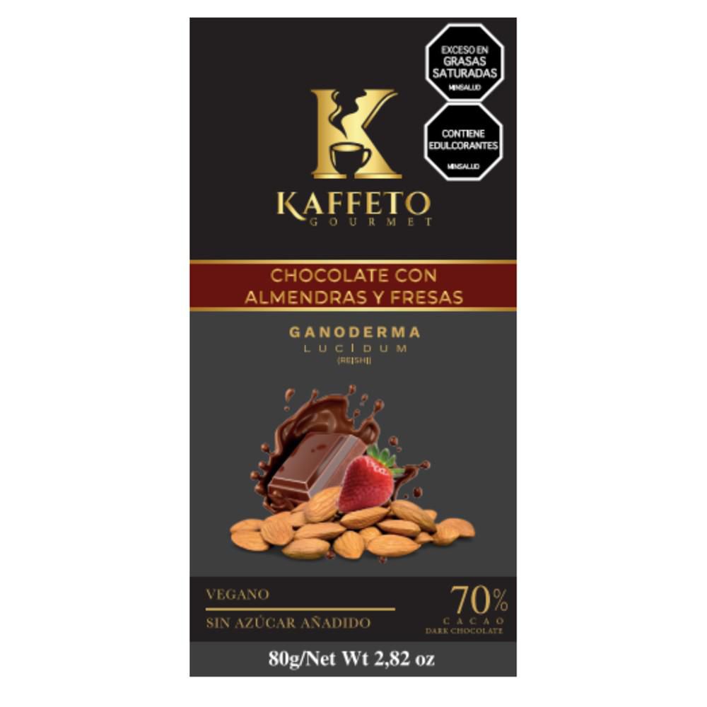 Chocolate Con Ganoderma KAFFETO GOURMET Almendra Fresa Y Ganoderma (80  gr) img #1
