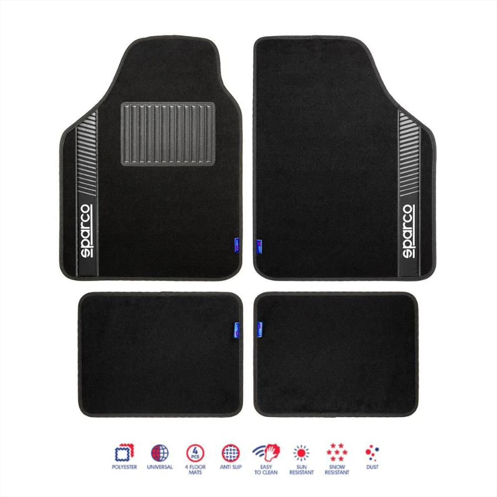 Tapete Carro Juego 4 Pzs Alfombra Cubre Piso Sparco Spf520gr img #2