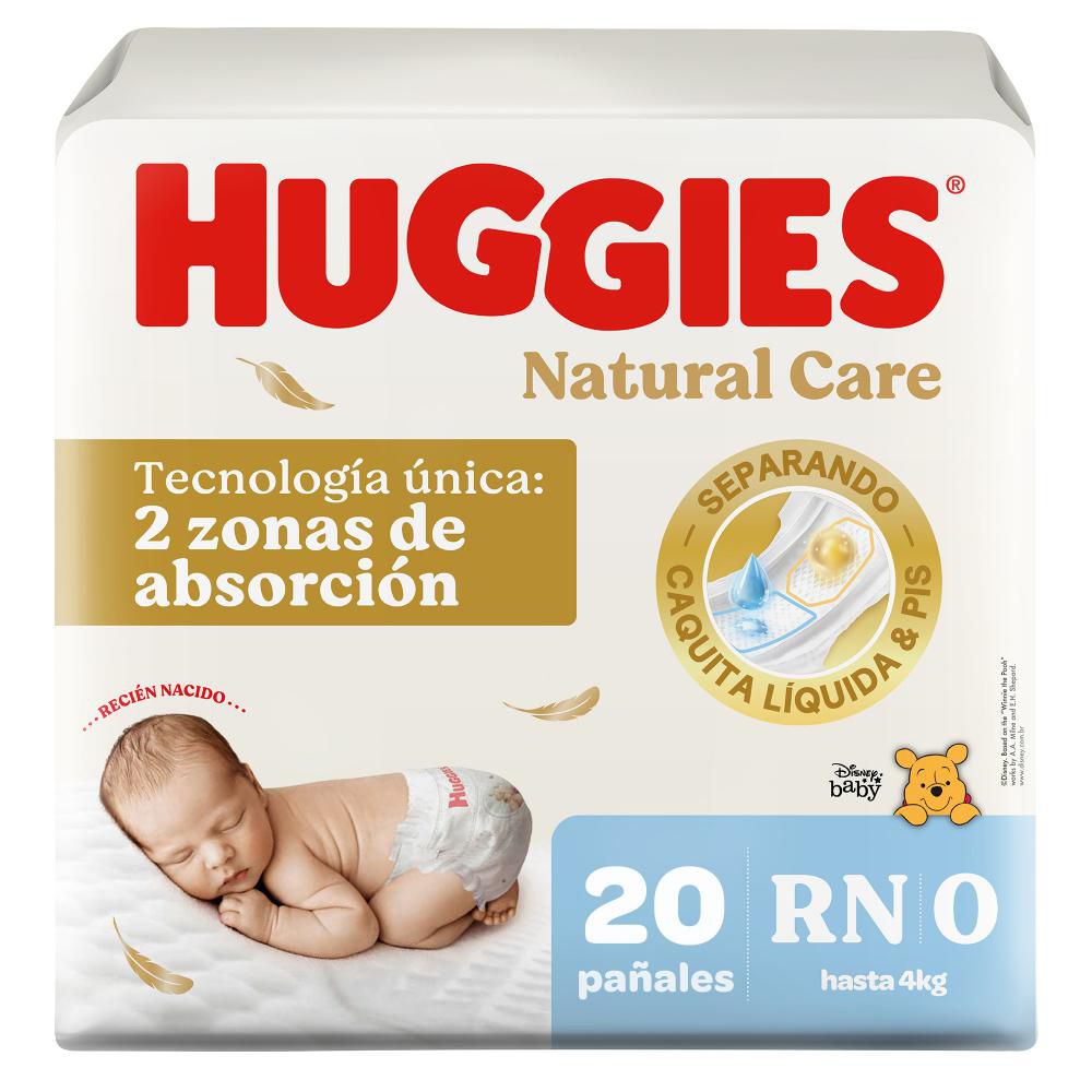Pañales HUGGIES natural care etapa 0 recién nacido (20  und) img #1