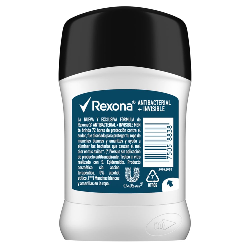 Desodorante REXONA antibacterial invisible barra (50  gr) img #7