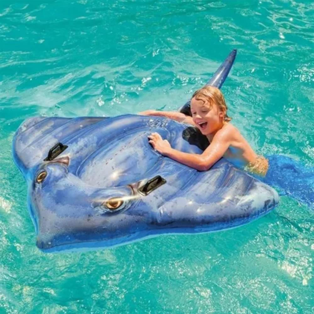 Flotador Inflable De Piscina Mantarraya Pez Raya Realista 188X145 Cms img #3