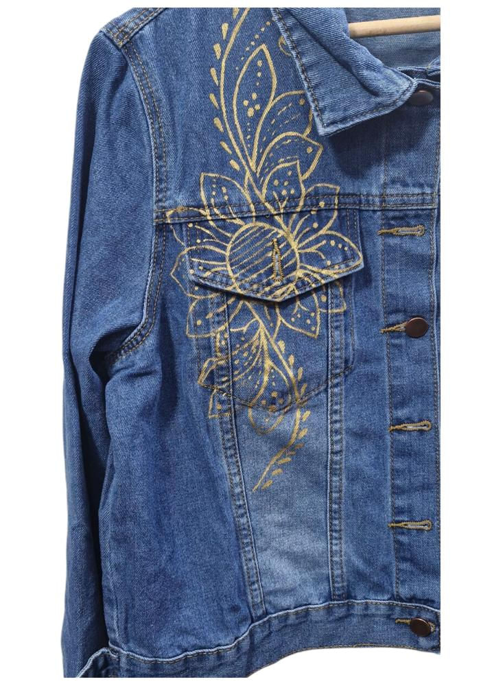 Chaqueta Denim Mujer Pintada A Mano img #3