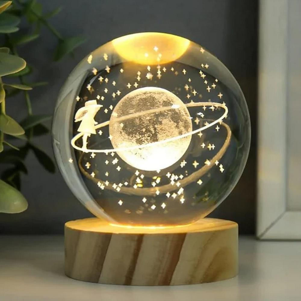 Lampara De Cristal Bola 3D Planeta Estrellas Niña Cosmos img #2
