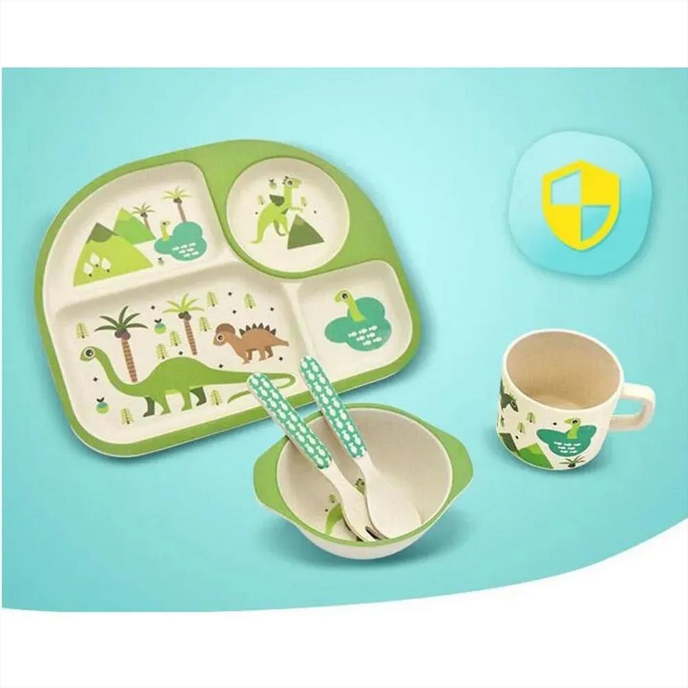 Set Vajilla Platos Cubiertos Dinosaurio Bebe Infantil X 5Pc img #5