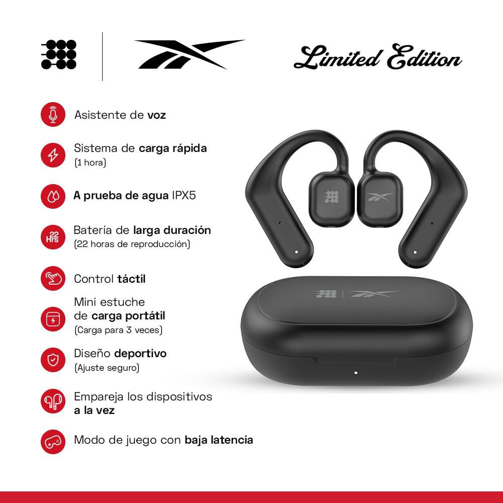 Audifonos CUBITT OPEN EARBUDS REEBOK X CUBITT Inalámbricos NEGRO img #5