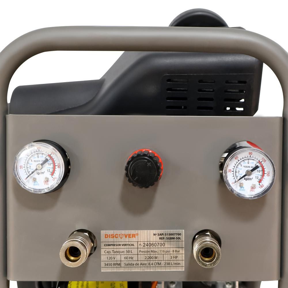 Compresor vertical 3HP 116PSI 50L 8.4CFM DISCOVER SGBM50L img #4