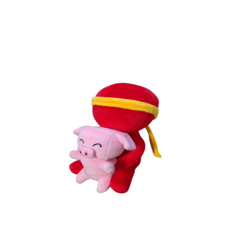 Peluche Alan Becker Rojo Con Cerdito Nuevo img #3