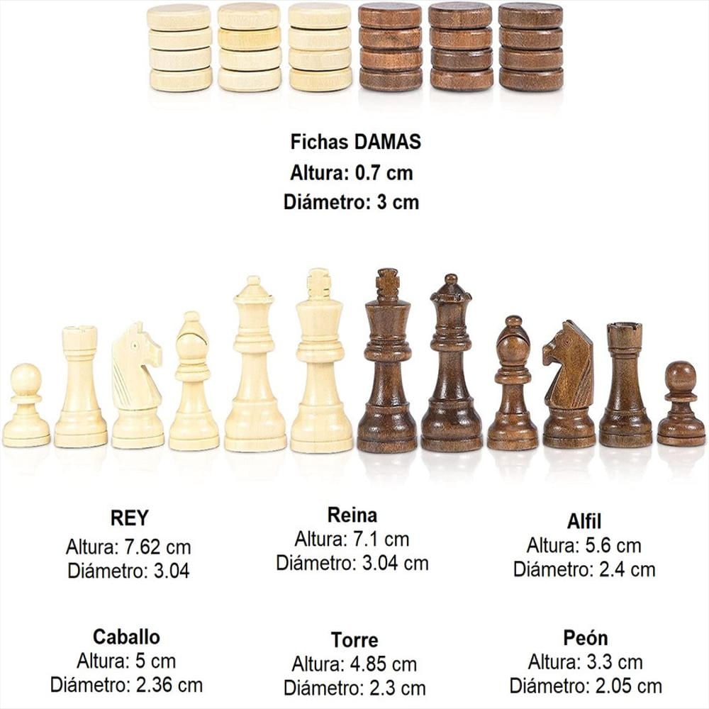 Juego De Ajedrez Damas Tablero Madera Magnético Plegable img #4