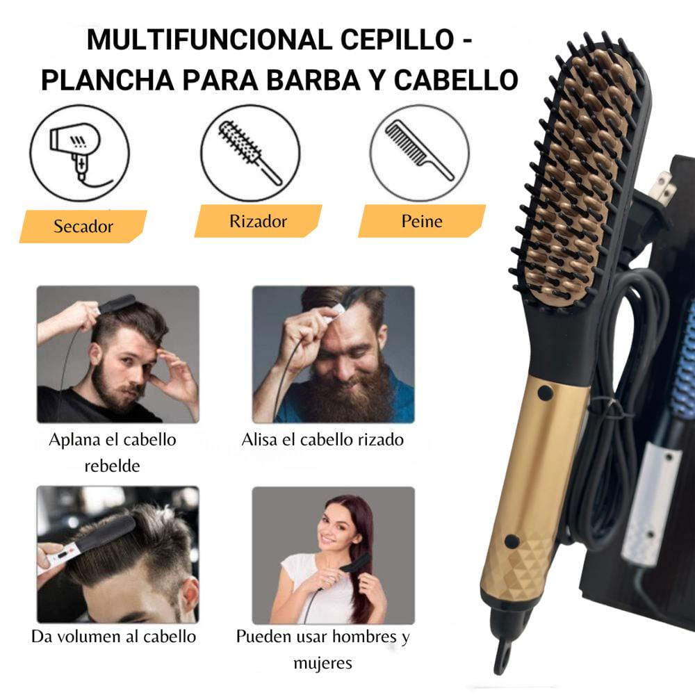 Cepillo Peine Eléctrico Alisador Para Barba Y Cabello Masculino. Peina Y Alisa img #3