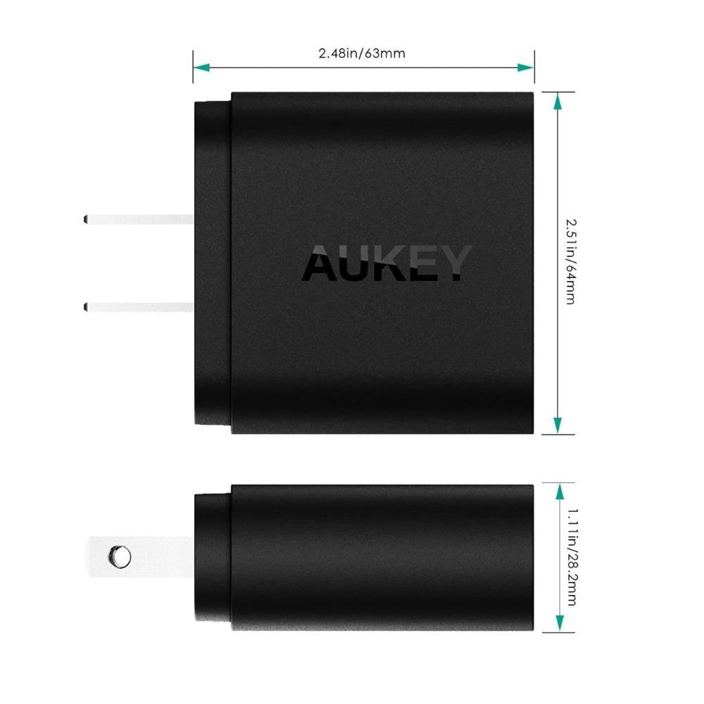 Cargador De Pared Dual Aukey Quick Charge 2.0 Cable Microusb img #3