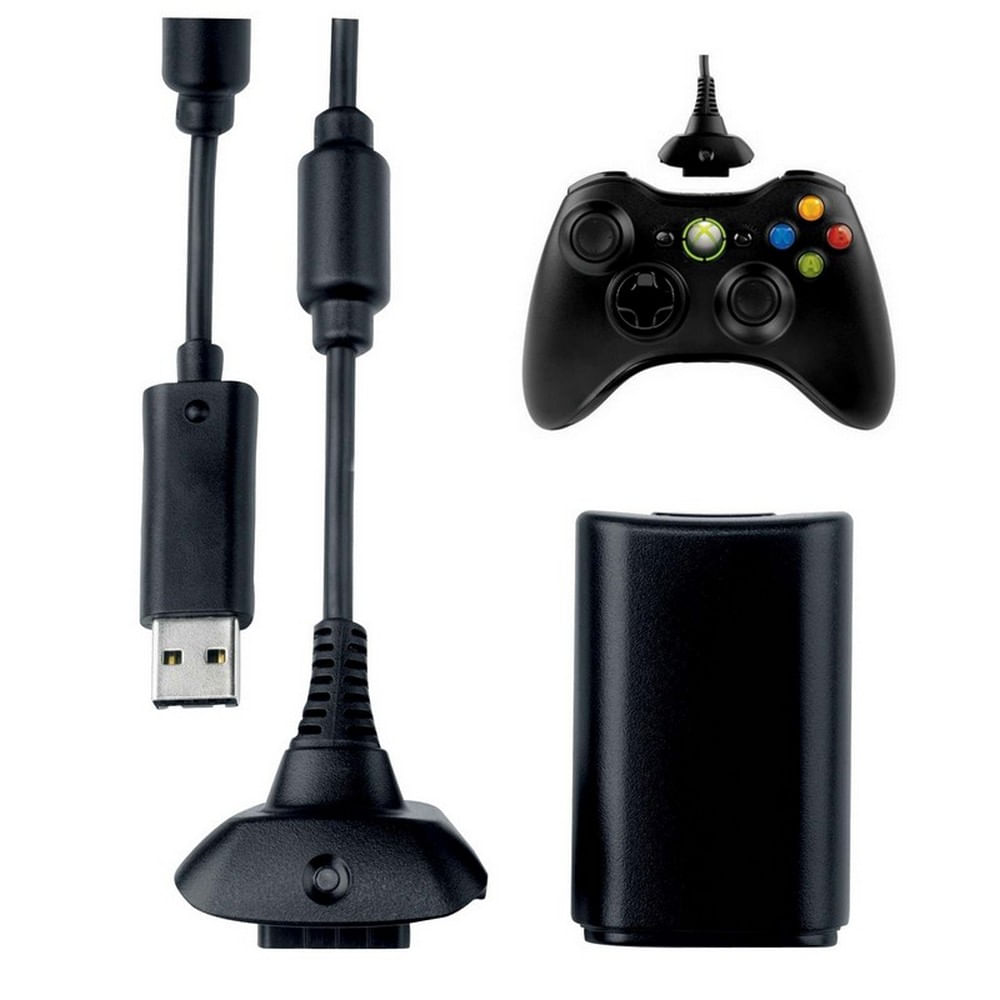 Kit Carga Y Juega Xbox 360 Bateria Recargable Negro img #1