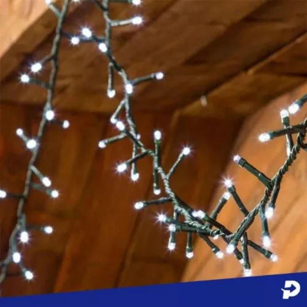 Extension Luz Led Lineal 100 Bombillo 7 Metros Luces Navidad Blanco Cable Verde img #3