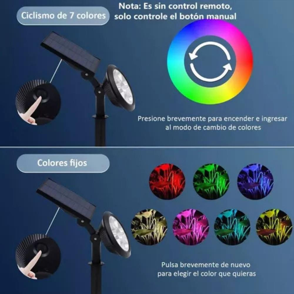 Lampara Exterior Reflector Led Panel Solar 7 Colores img #2