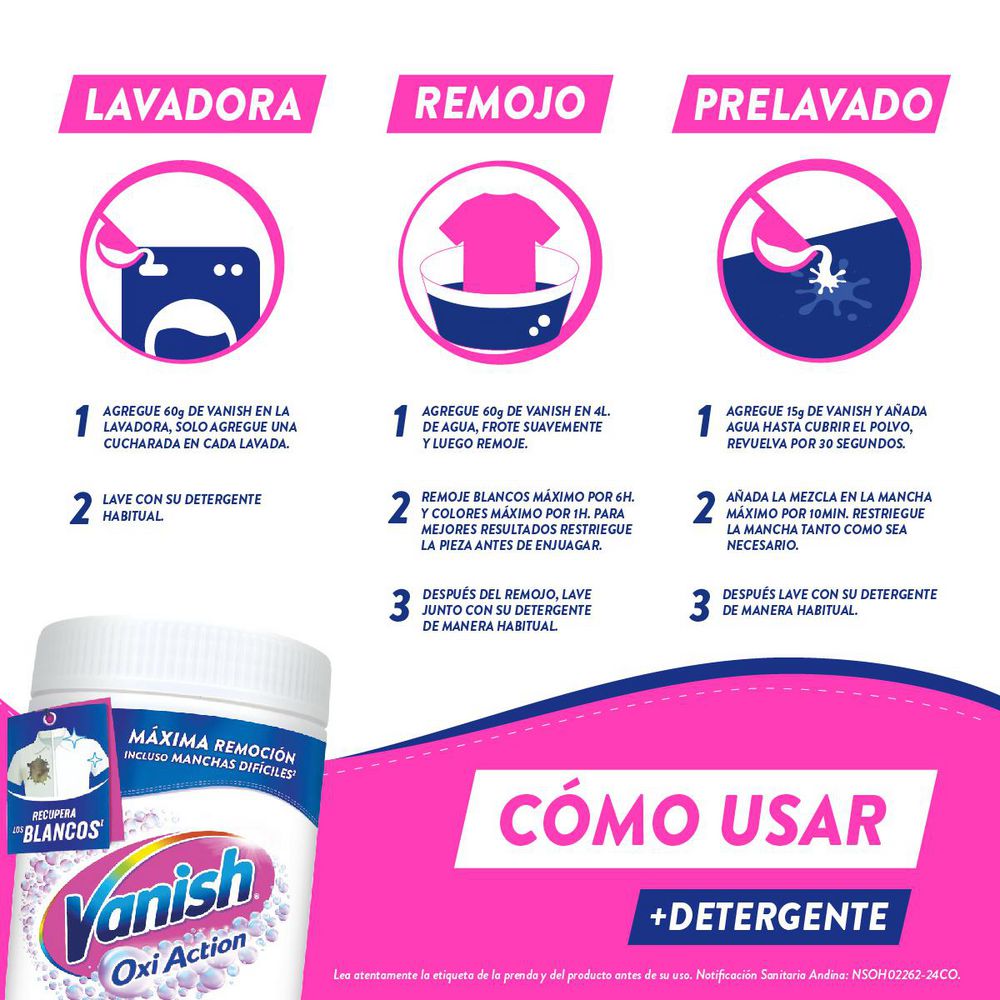Quitamanchas VANISH blanco total (900  gr) img #5