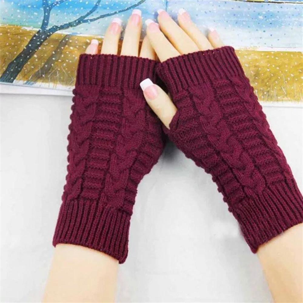 Guantes Lana Dedos Libres Unisex Vinotinto img #1