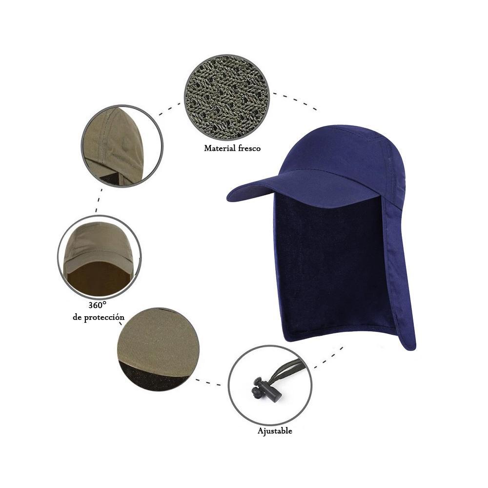 Gorra Cachucha Safari Protector Cuello Capa Sol Azul Rey img #3