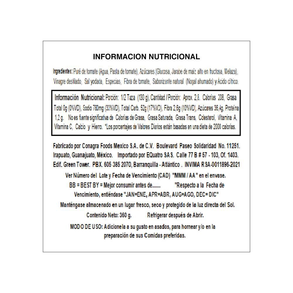 Salsa BBQ HUNTS original (360  gr) img #2