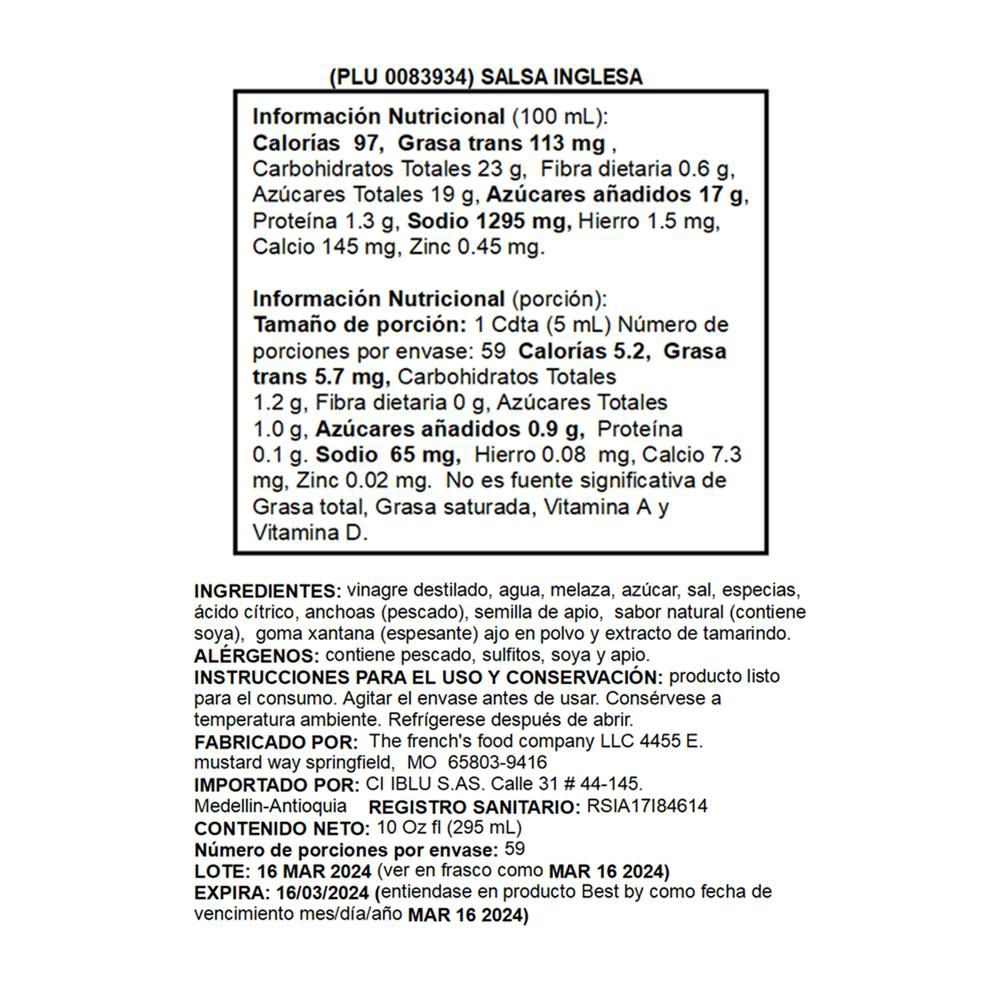 Salsa inglesa FRENCHS MARCA EXCLUSIVA classic (295  ml) img #3
