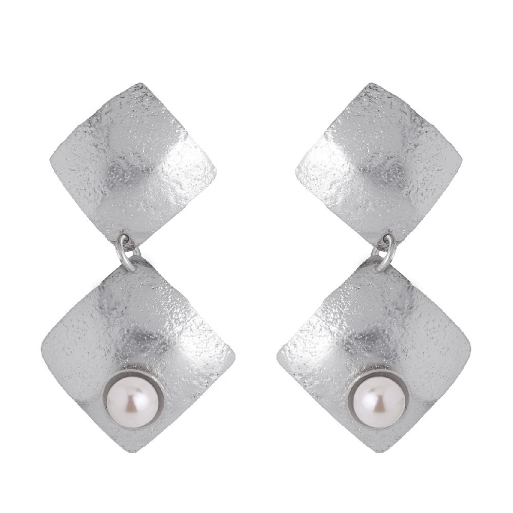 Aretes Tesoro Perlados Plateados img #3