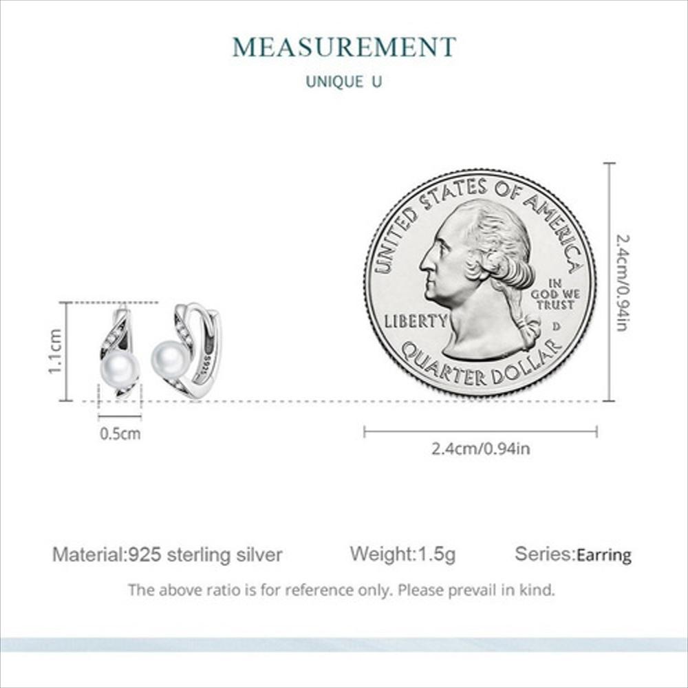 Aretes Aros Elegantes Con Perla Para Mujer En Plata 925 img #3