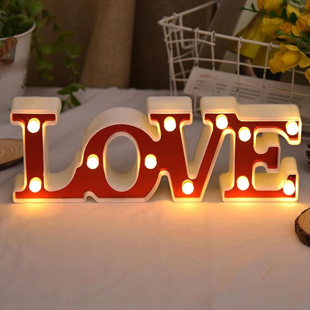 Letras Love De Luces Decoracion Amor Y Amistad 3D Rojo img #1