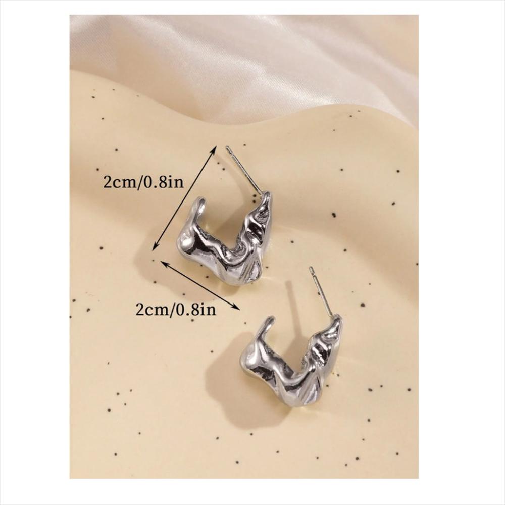 Aretes Asimétricos Semi Cuadrado Moda img #2