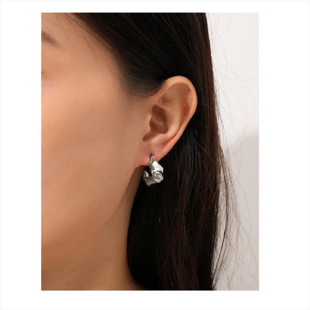 Aretes Asimétricos Semi Cuadrado Moda img #3
