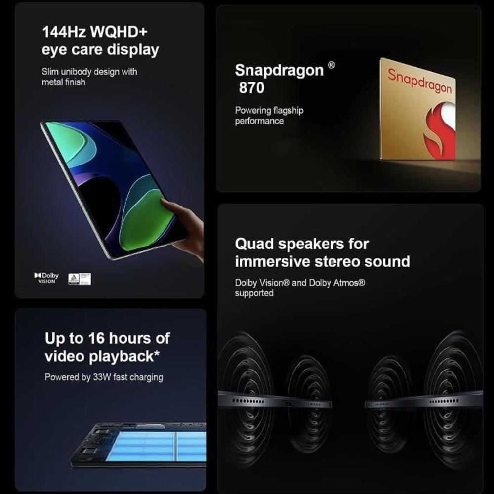 Xiaomi Pad 6 Tablet Inteligente 8+256Gb Azul Qualcomm Snapdragon 870 Lcd Ips 11 Pulgadas Wqhd+ 144Hz Batería 8840Mah 33W img #2