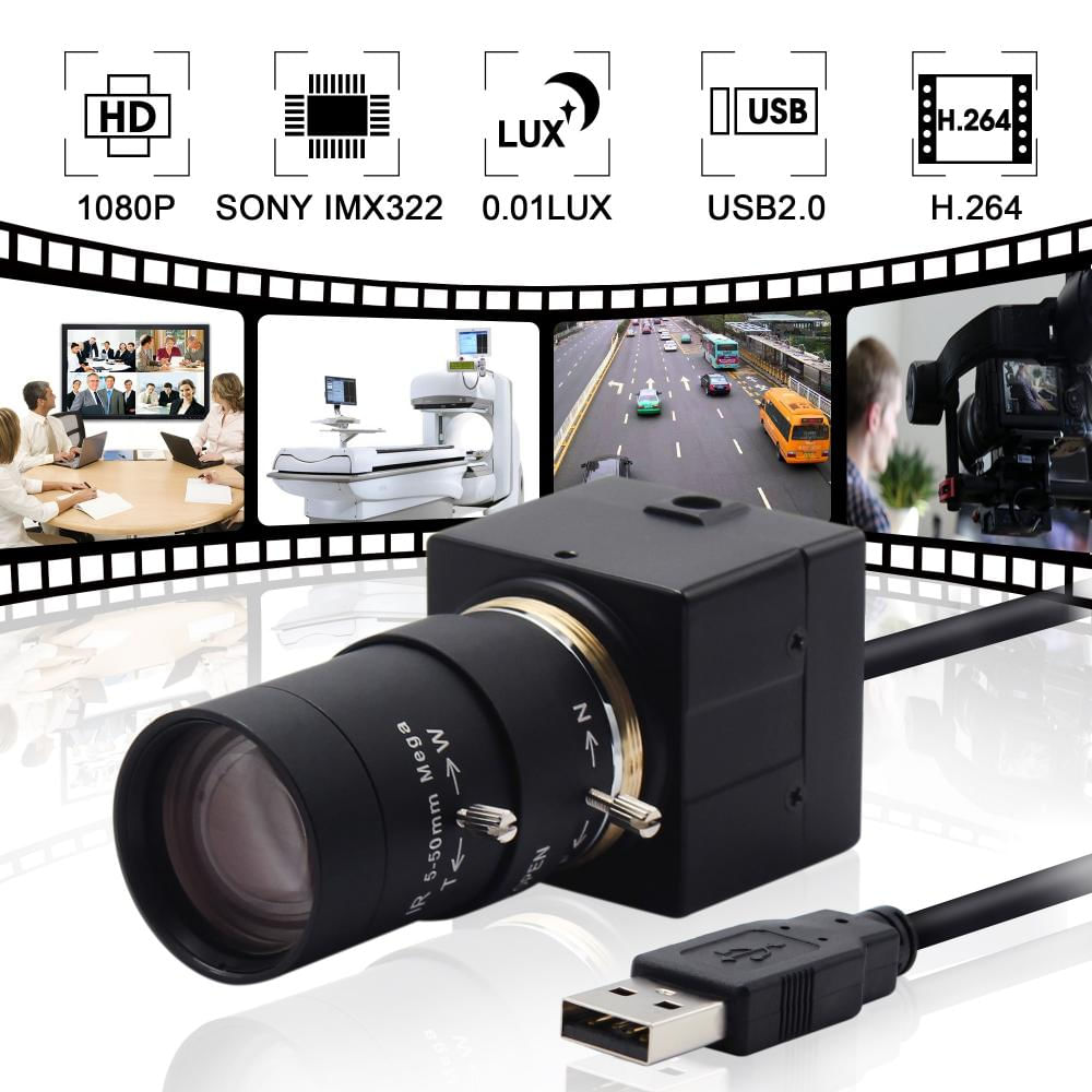 1080P H.264 Baja Luz Usb Cámara Industrial Varifocal Mini Usb Webcam img #1