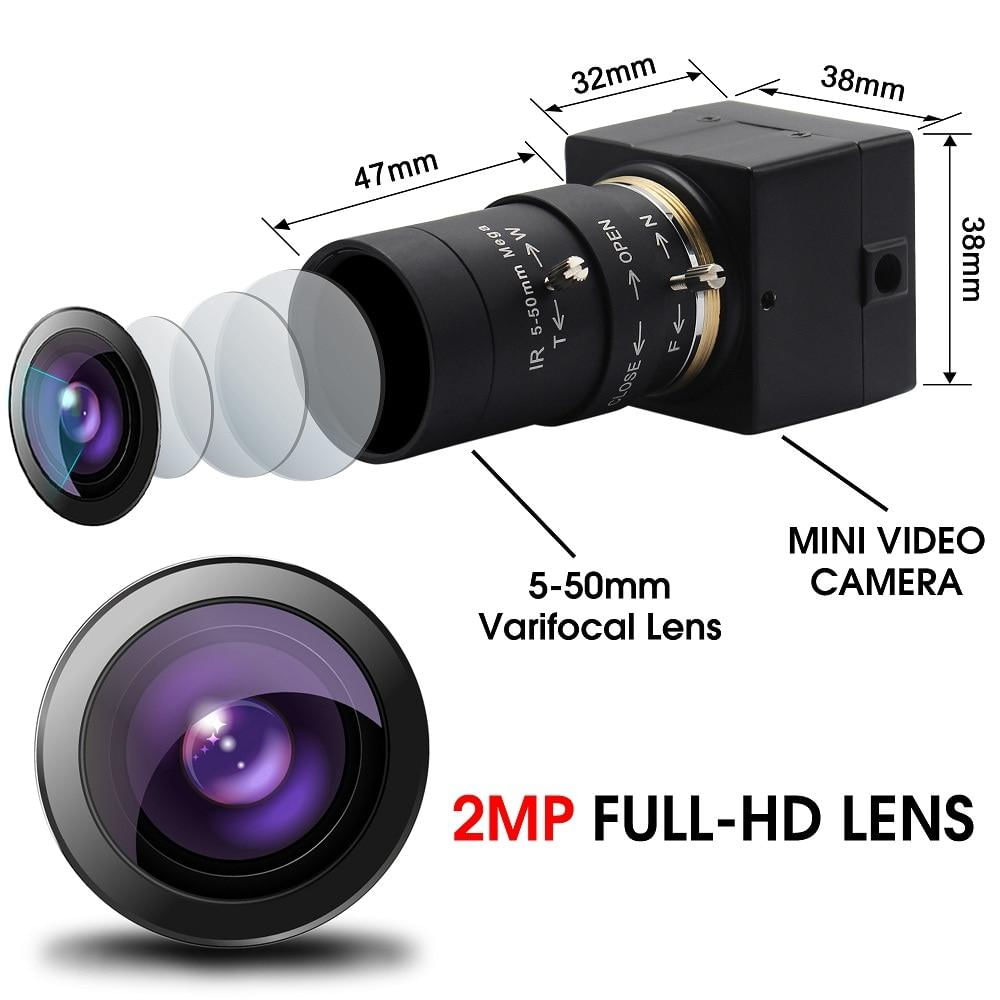 1080P H.264 Baja Luz Usb Cámara Industrial Varifocal Mini Usb Webcam img #2