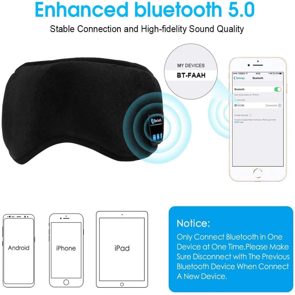 Auriculares Inalámbricos Para Dormir, Máscara De Ojos Con Bluetooth img #4