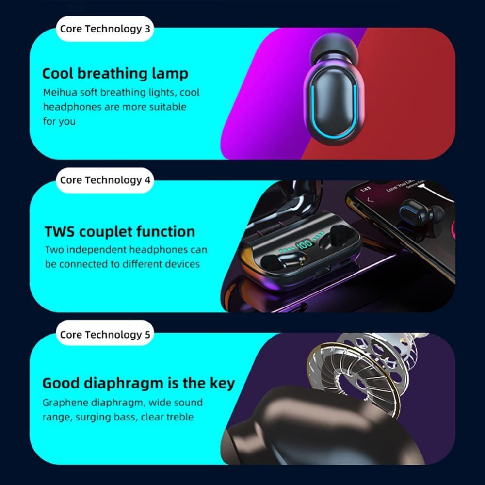 T11 Tws Bluetooth 5.0 Auricular Inalámbrico Bluetoothblanco img #5