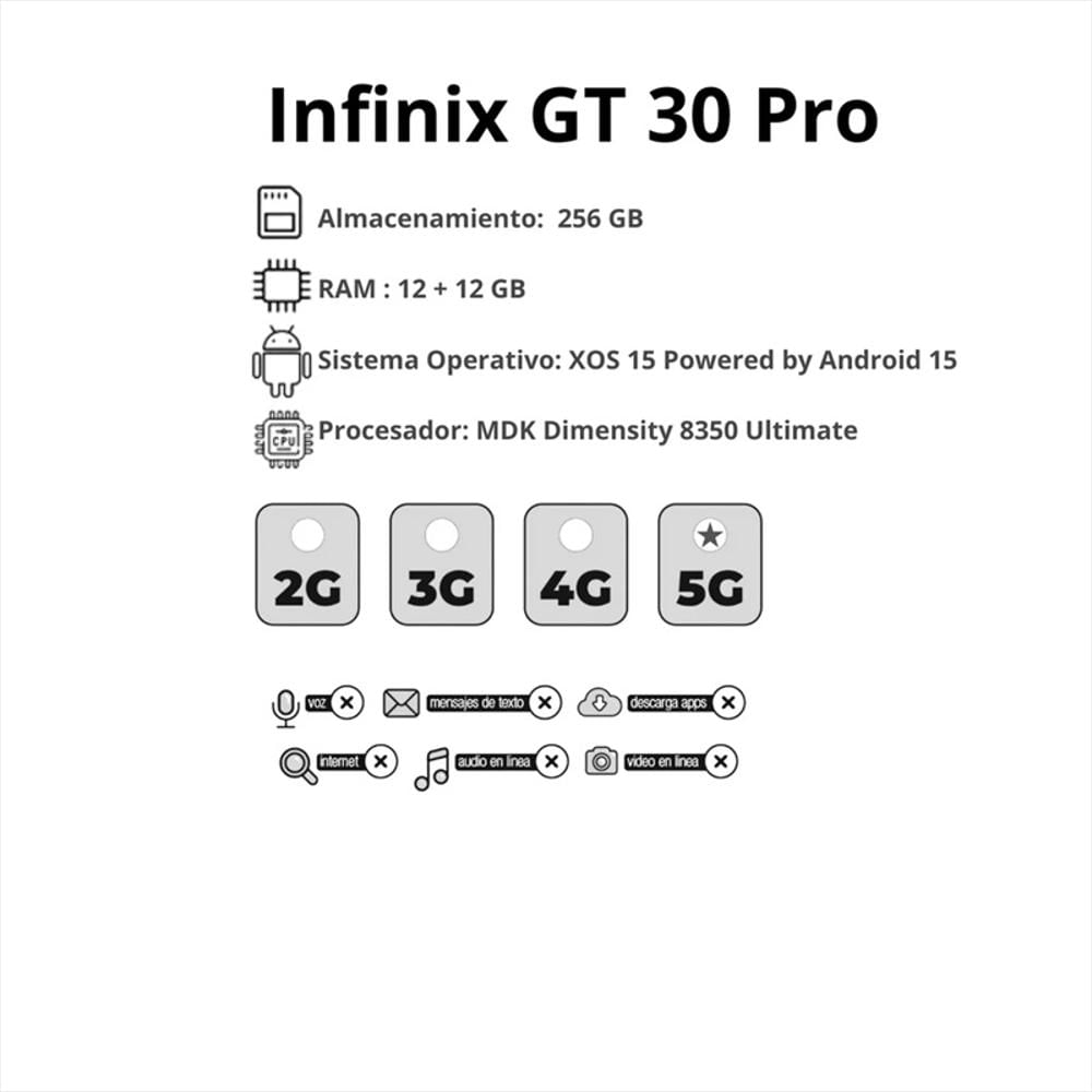 Celular Infinix Gt 30 Pro 5G 256Gb 12Gb Blanco img #3