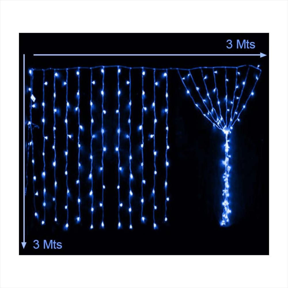 Luces Led Tipo Cascada 3X3 Metros Decoración Azul Rf 320L img #4