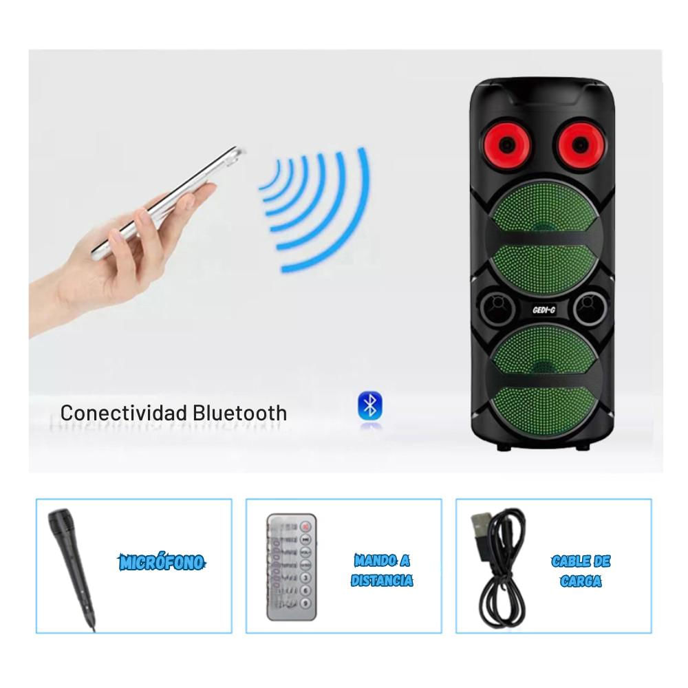 Parlante Bluetooth Torre Doble Bocina Portátil + Micrófono img #4
