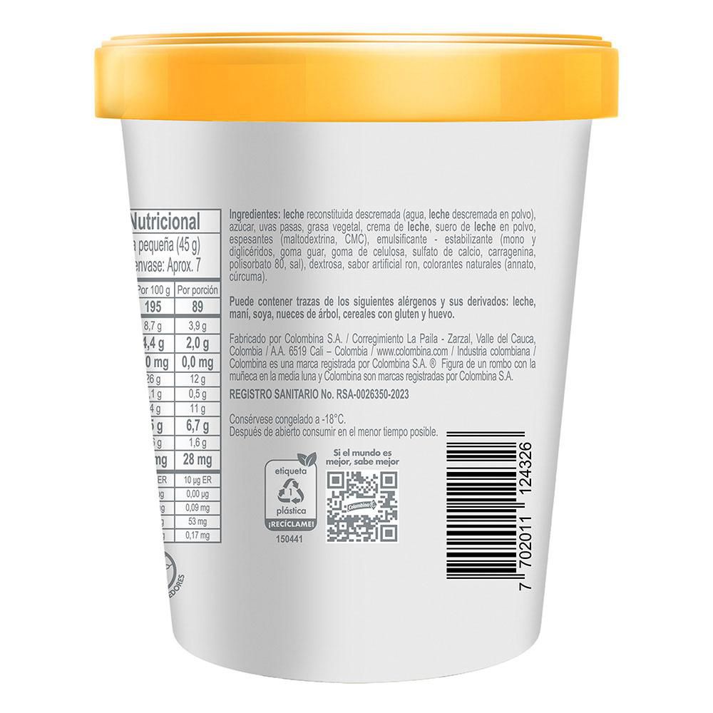 Helado COLOMBINA ron con pasas (300  gr) img #2