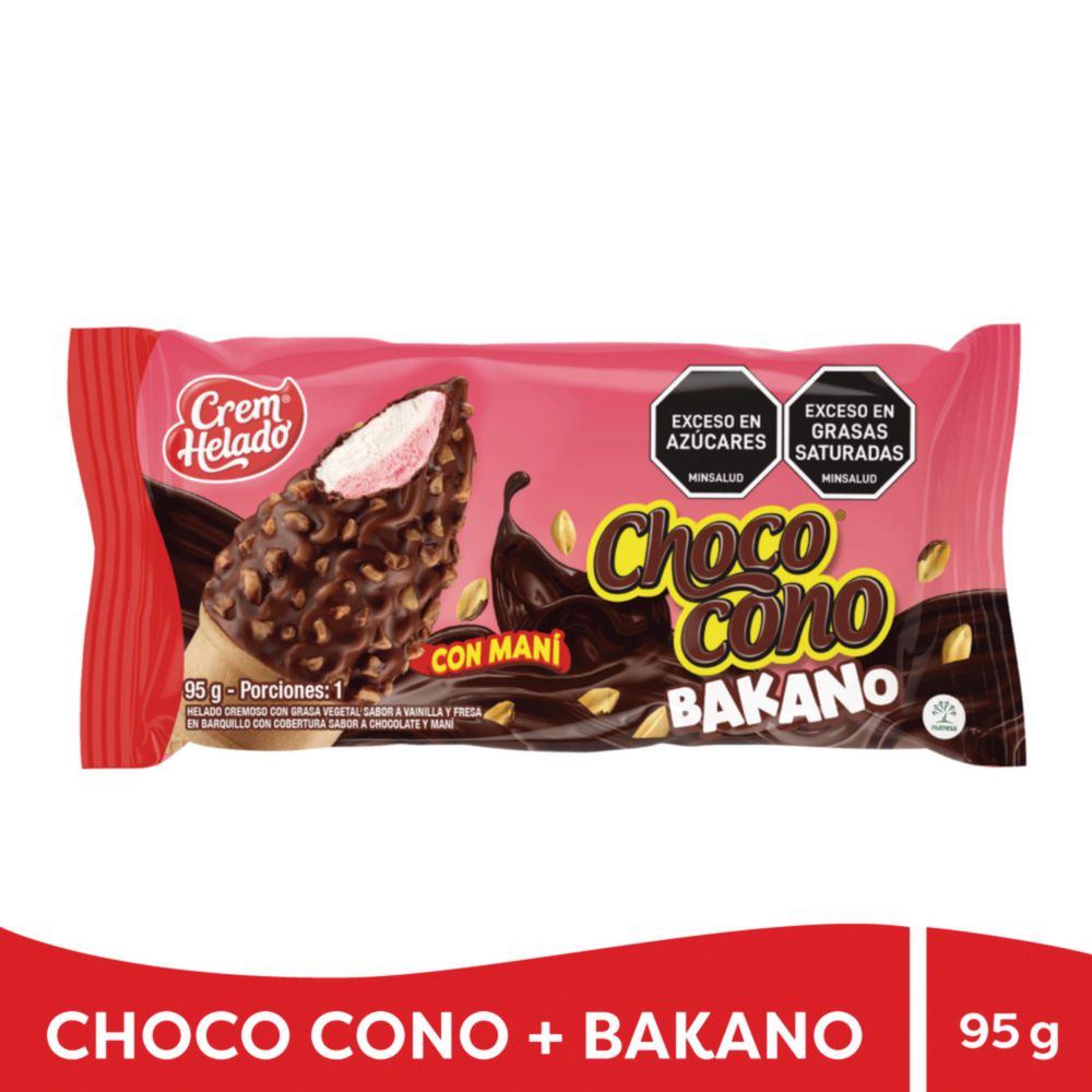 Chococono CREM HELADO bakano fresa y vainilla con maní (95  gr) img #1