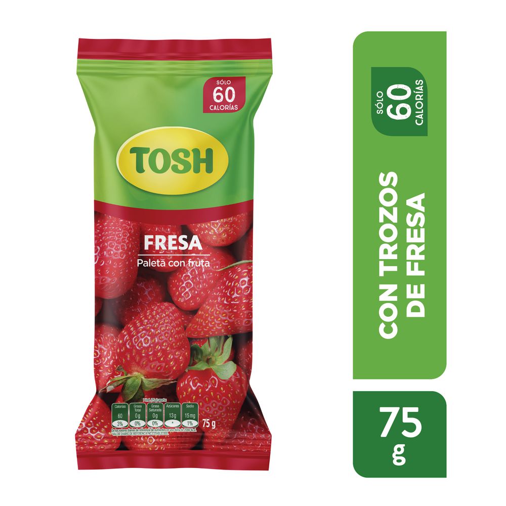 Paleta TOSH con trozos de fresa (75  gr) img #1