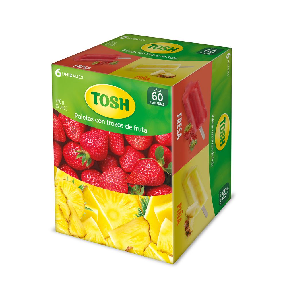 Paletas TOSH trozos de fruta sabores surtidos (450  gr) img #1