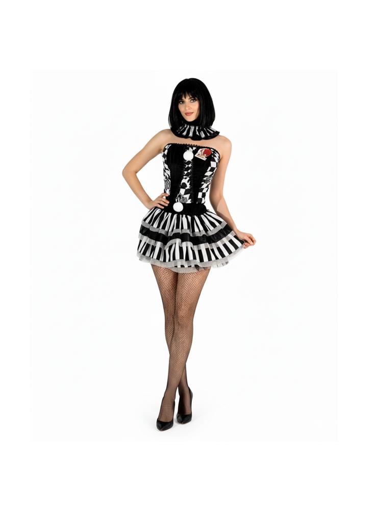 Disfraz De Payasa Blanco Y Negro img #1