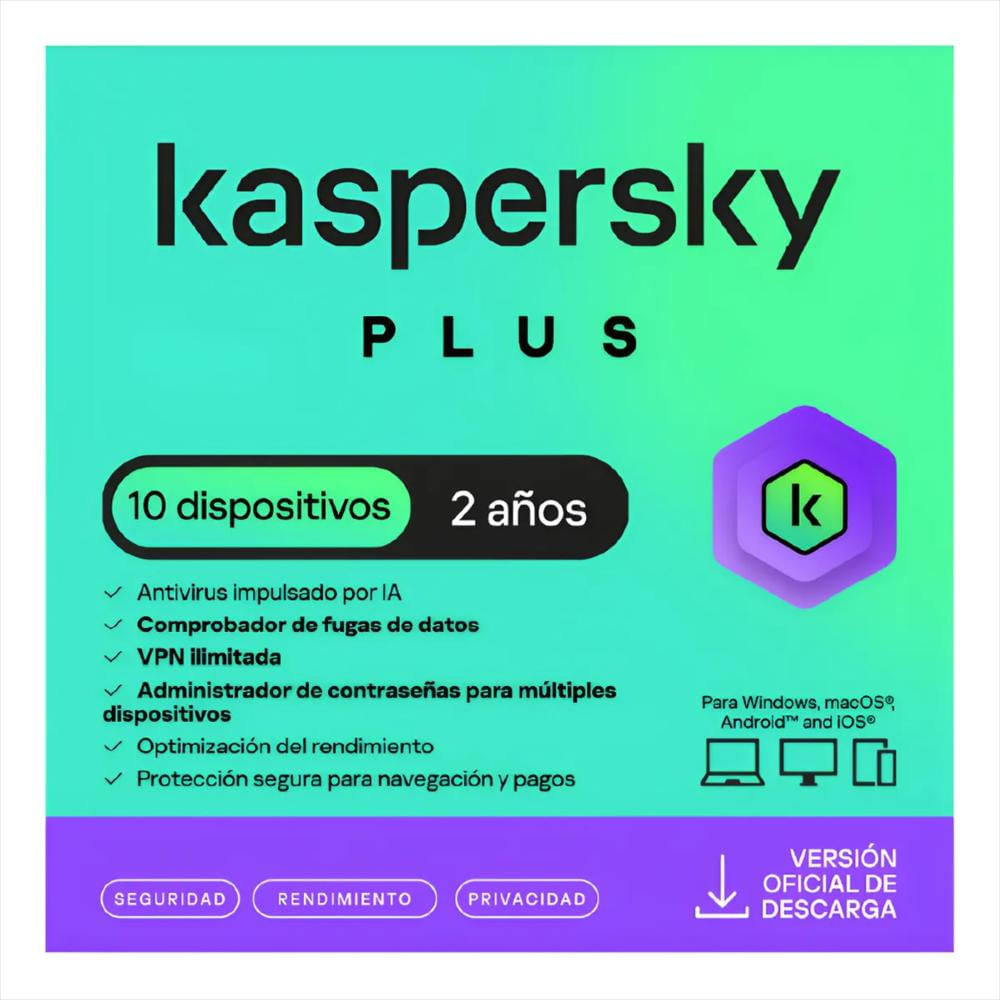Antivirus Digital Kaspersky Plus 10 Dispositivos 2 Años img #1