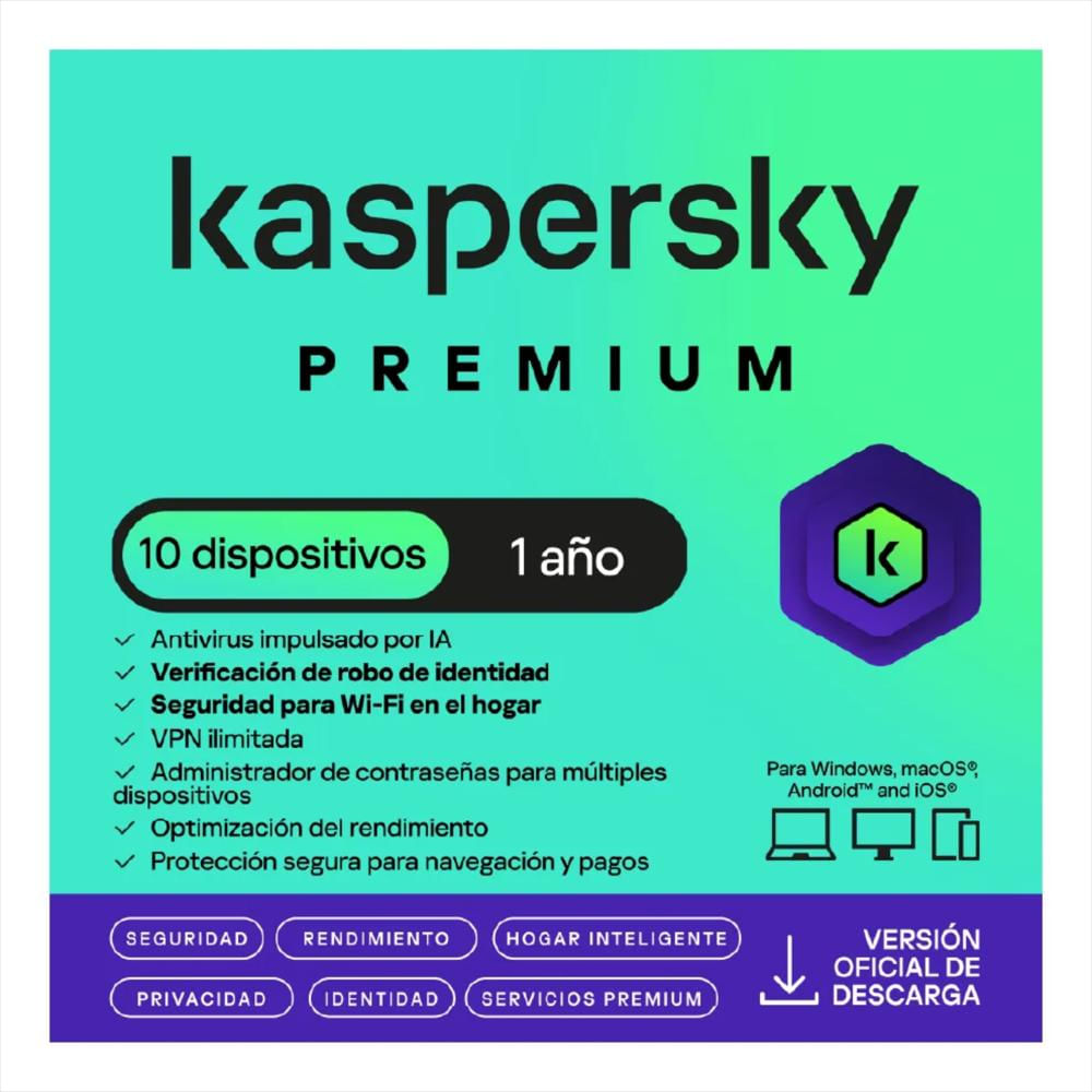 Antivirus Kaspersky Premium 10 Dispositivos 1 Año img #1