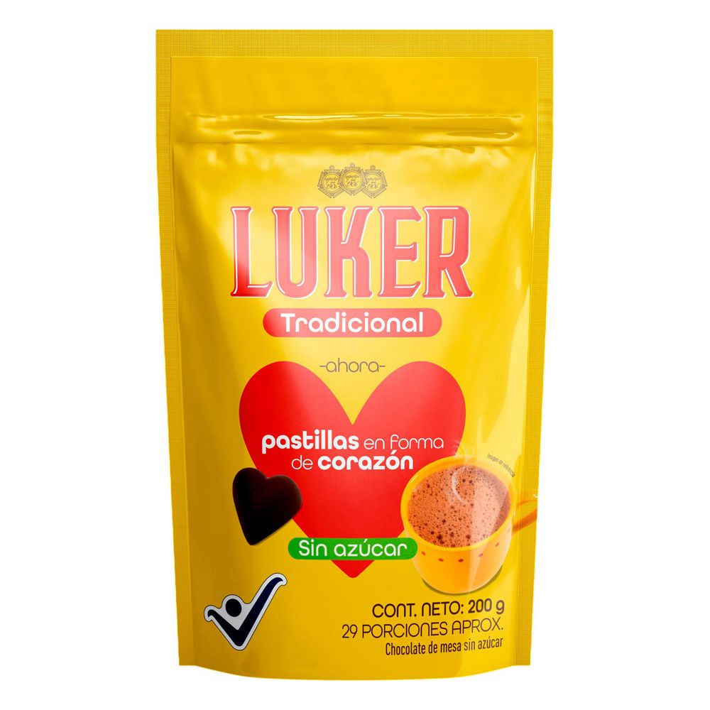 Chocolate LUKER tradicional pastillas sin azúcar (200  gr) img #1