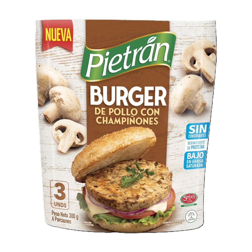 Hamburguesa De Pollo Champiñones PIETRAN 300  gr img #1