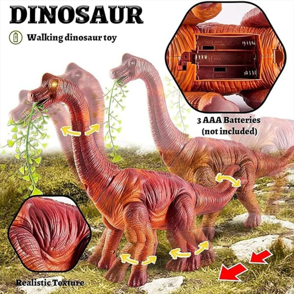 Dinosaurio Pone Huevo Movimiento Luces Sonidos + Bateria Marrón img #2