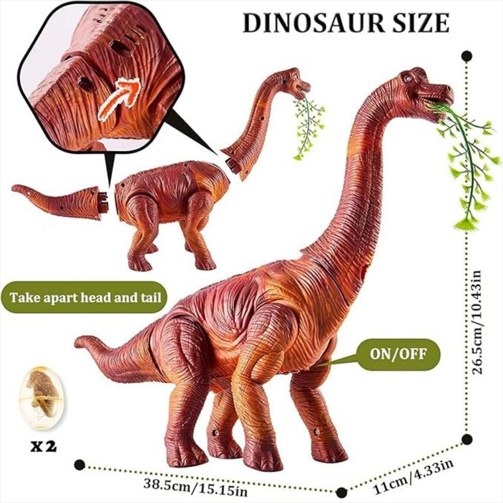 Dinosaurio Pone Huevo Movimiento Luces Sonidos + Bateria Marrón img #4