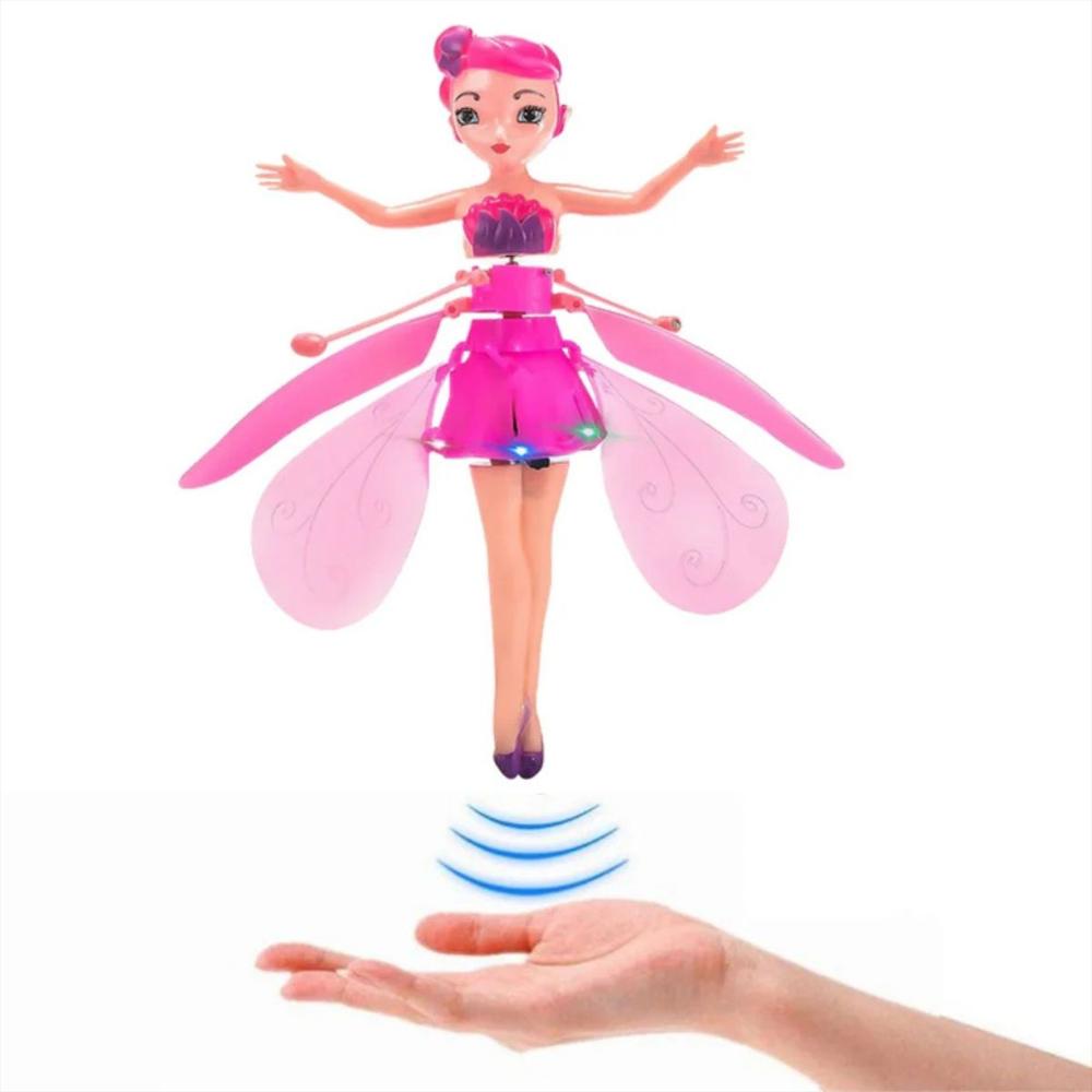 Muñeca Mágica Hada Voladora Sensor Recargable Con Luces Rosa img #2